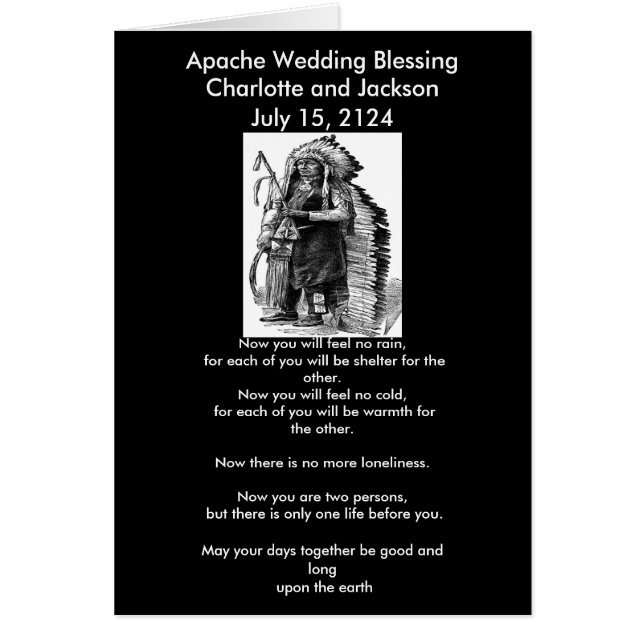 Cartão Apache Wedding Blessing Dakota-Sioux Cheif (Frente)