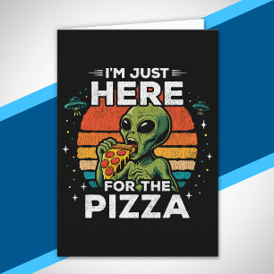 Cartão Apenas Aqui pela Pizza Espaço Retro Divertido Alie