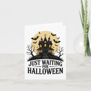 Cartão Apenas Esperando Pelo Halloween Assustador Morcego