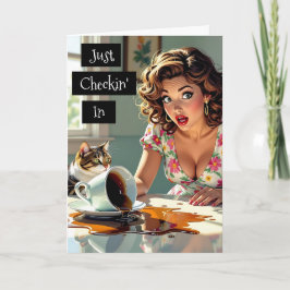Cartão Apenas Fazendo Check-In | Café Espilhado Engraçado