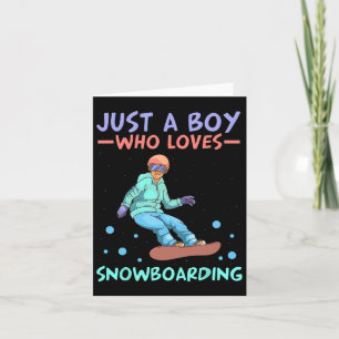 Cartão Apenas Um Menino Que Adora Snowboard Esquiando Sno