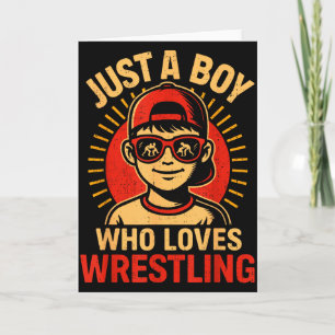 Cartão Apenas um menino que ama wrestling engraçado para
