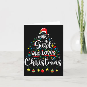 Cartão Apenas Uma Menina Que Ama Luzes De Natal Da Árvore