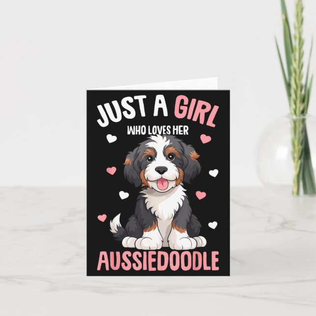 Cartão Apenas Uma Menina Que Ama Seu Aussiedoodle Aussie  (Frente)