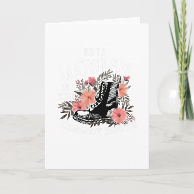 Cartão Apenas Uma Mulher Vestida Combate Boots Veteran (Frente)