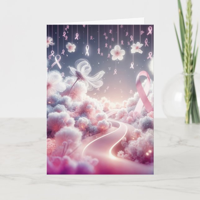 Cartão Apoio ao Câncer de Mama Laço Rosa (Frente)