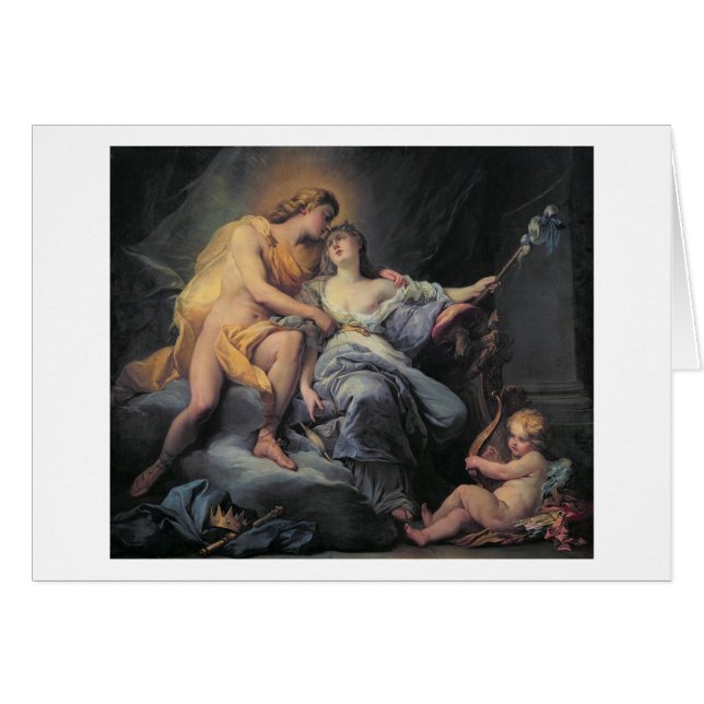 Cartão Apollo que acaricia a ninfa Leucothea (óleo no (Frente Horizontal)