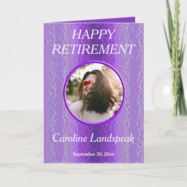 Cartão Aposentação de Colheita de Fotos do Metal 1 Púrpur (Frente)