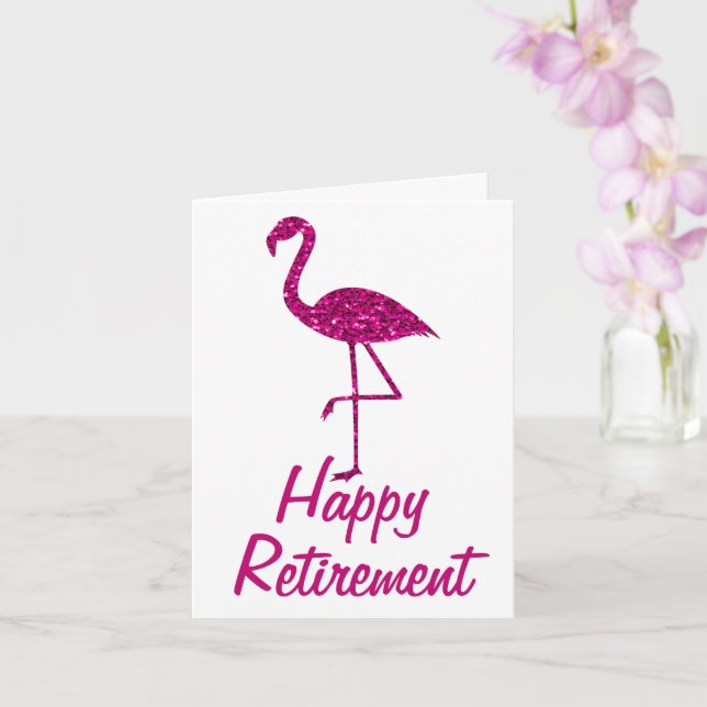 Cartão Aposentação rosa flamingo Texto personalizado Saud (Orquídea)