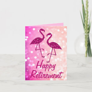 Cartão Aposentação rosa flamingo Texto personalizado Saud
