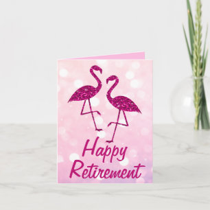 Cartão Aposentação rosa flamingo Texto personalizado Saud