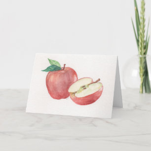 Cartão Apple and a Half watercolor print greeting card