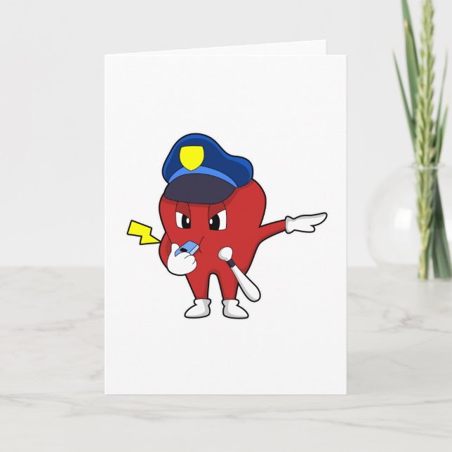 Cartão Apple como agente da polícia com assobio e Baton (Frente)