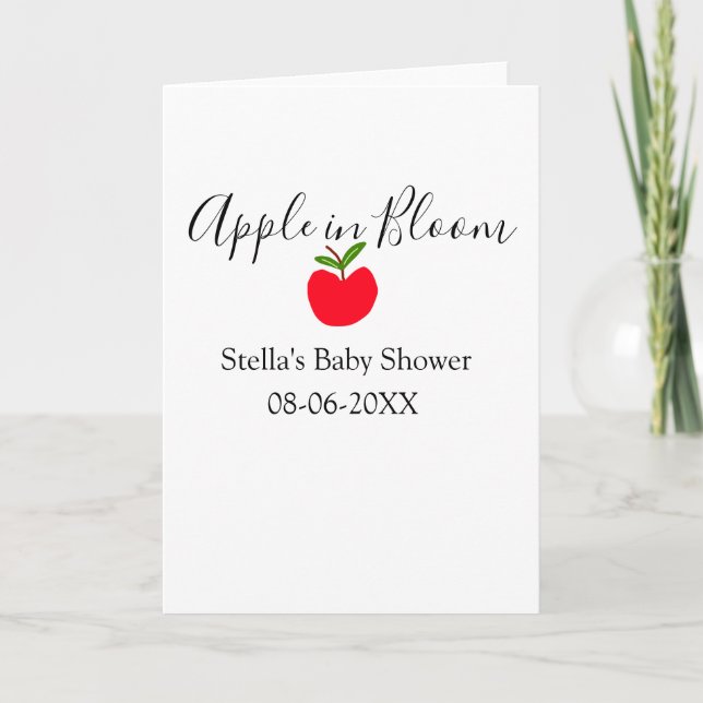 Cartão Apple in bloom baby shower red apple name date  (Frente)