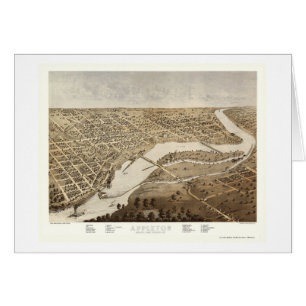 Cartão Appleton, mapa panorâmico dos WI - 1867