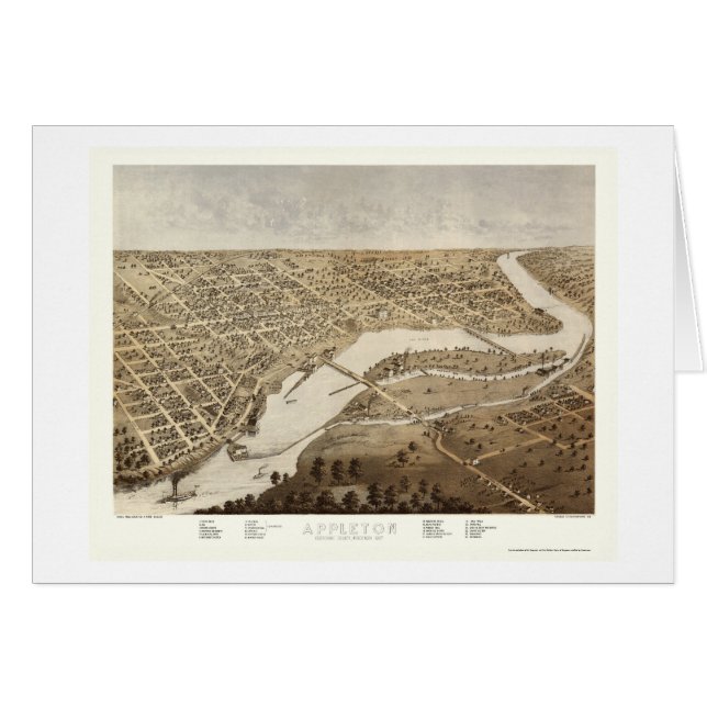 Cartão Appleton, mapa panorâmico dos WI - 1867 (Frente Horizontal)
