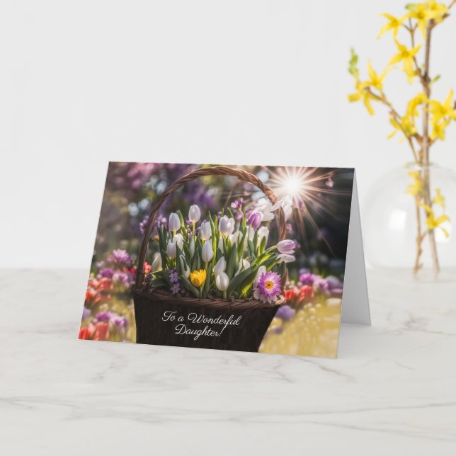 Cartão appy Easter to Daughter with Pretty Basket Flowers (Flor Amarela)