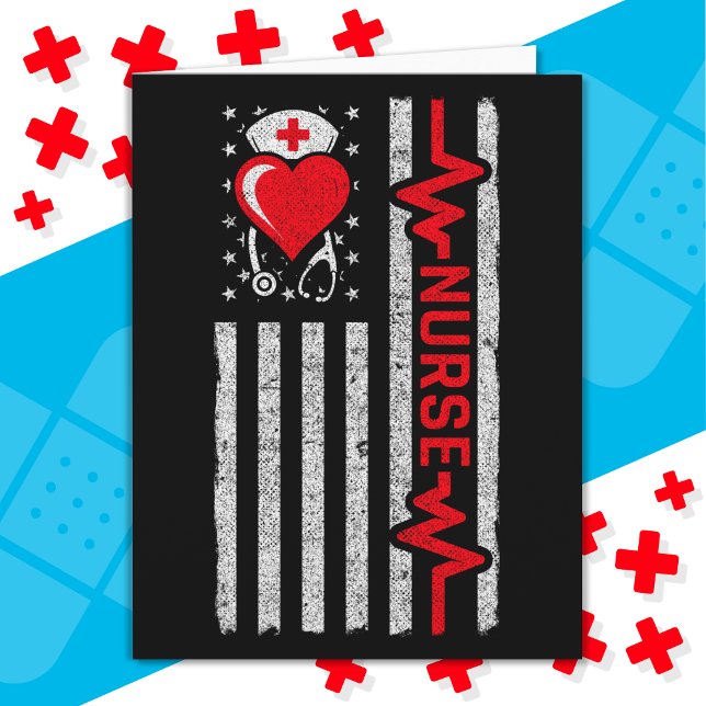 Cartão Apreciação da Enfermeira Hero Flag Americana (Criador carregado)