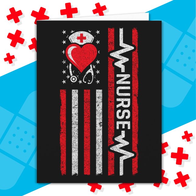 Cartão Apreciação da Enfermeira Hero Flag Americana (Criador carregado)