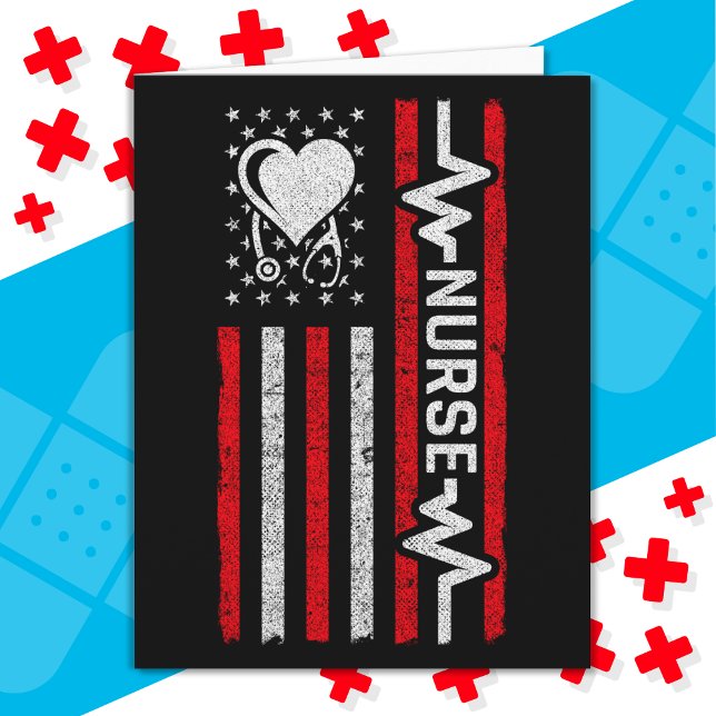 Cartão Apreciação da Enfermeira Hero Heart da bandeira am (Criador carregado)