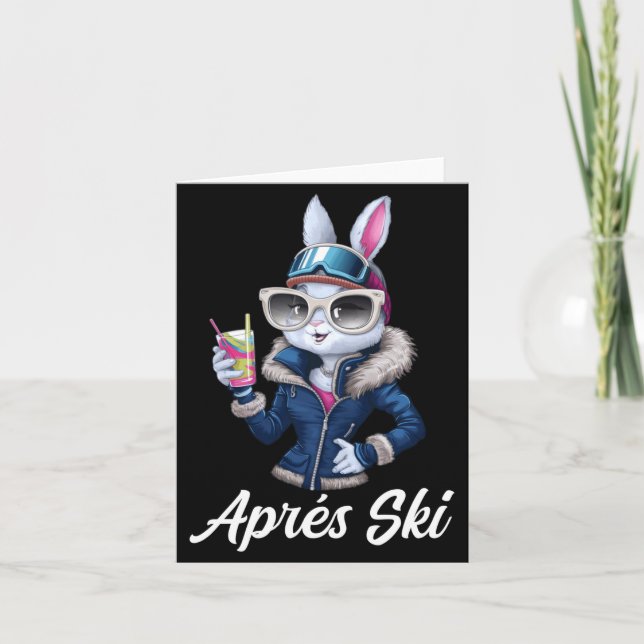 Cartão Apres Ski Hat Party Design Ski Bunny Skier Outfit  (Frente)