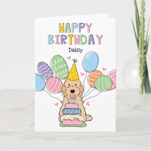 Cartão Apricot Cockapoo Cavapoo Dog Feliz Aniversário (Frente)