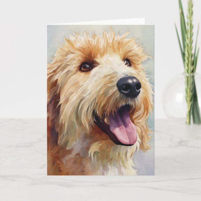 Cartão Apricot golden doodle watercolor (Frente)