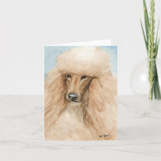 Cartão Apricot Standard Poodle Dog Art Note Card (Frente)