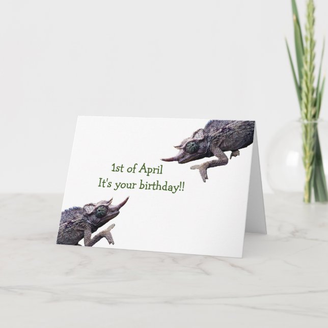 Cartão April 1 Birthday Card by Grouchy Chameleon (Frente)