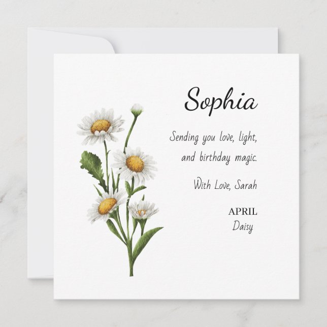 Cartão April Daisy Personalized Birthday (Frente)