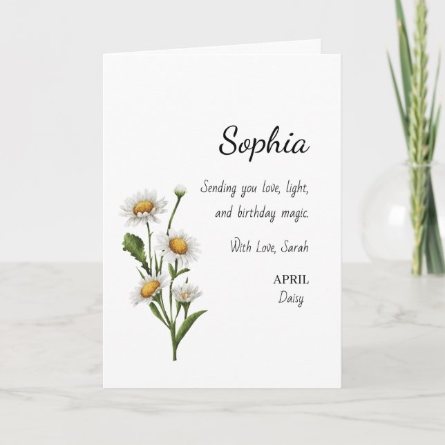 Cartão April Daisy Personalized Birthday (Frente)