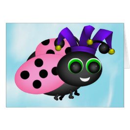 Cartão April Fools Ladybug Jester Card