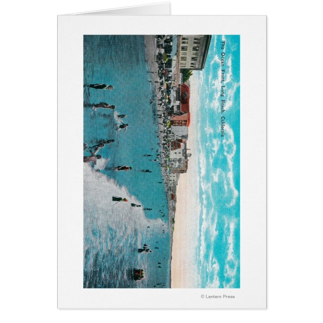 Cartão Aproveitando ondas em Ocean BeachLong Beach, CA (Frente)