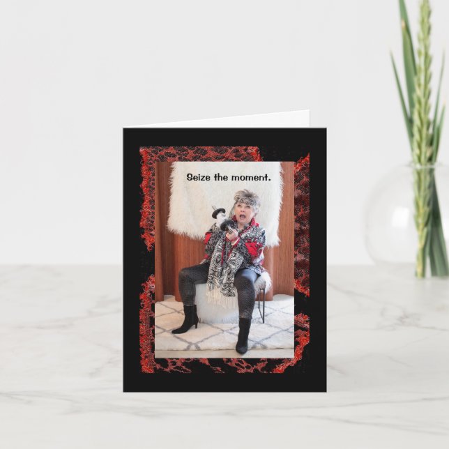 Cartão Aproveite o momento e coma o deserto no seu aniver (Frente)