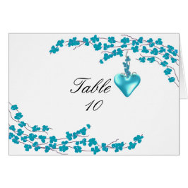 Cartão Aqua Blossom e Número de Assentos de Mesa Cardíaca