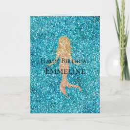 Cartão Aqua Glitz Glitter Sparkle Nome da Sereia