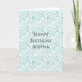 Cartão Aqua Mint White Swirls Birthday