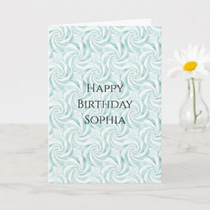 Cartão Aqua Mint White Swirls Birthday