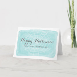 Cartão Aqua Watercolor Spider Web Halloween Card