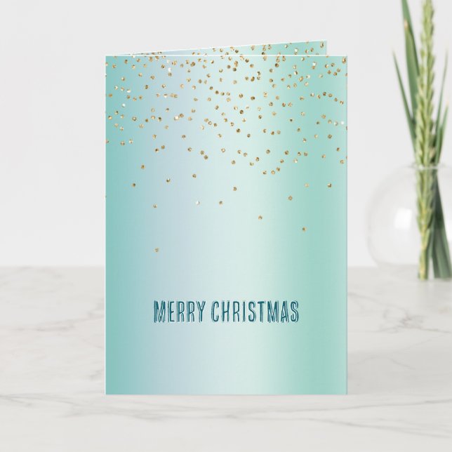 Cartão Aqua White Mint Gold Confetti Christmas (Frente)