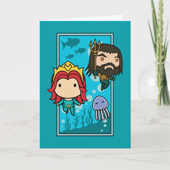 Cartão Aquaman | Chibi Mera & Aquaman Subsea Graphic (Frente)