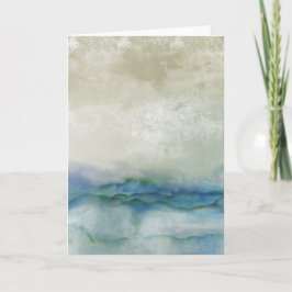 Cartão Aquarela abstrata do oceano em azul e bege