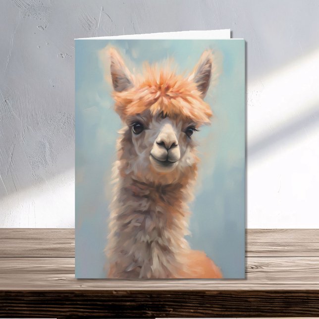 Cartão Aquarela Alpaca Retrato (Criador carregado)