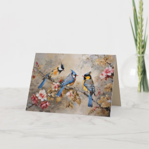 Cartão Aquarela Aves e Floral Personalizável