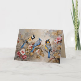 Cartão Aquarela Aves e Floral Personalizável