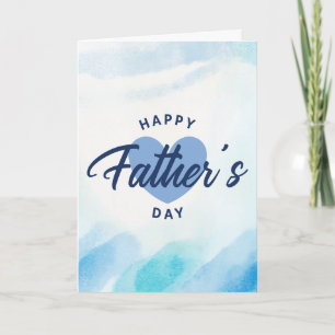 Cartão Aquarela Azul Feliz Dia dos Pais Minimalista