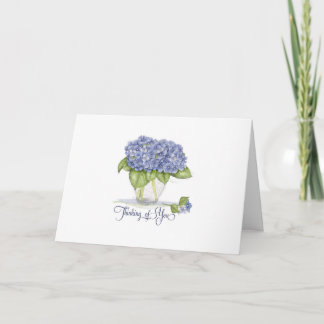 Cartão Aquarela Azul Hydrangea Flores Pensando em você