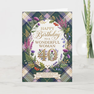Cartão Aquarela Cardo Purple Aniversário Escocês