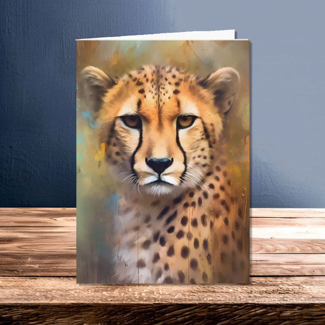 Cartão Aquarela Chita no Retrato Safari Selvagem (Criador carregado)