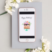 Aquarela Chocolate Floral Bolo de Aniversário